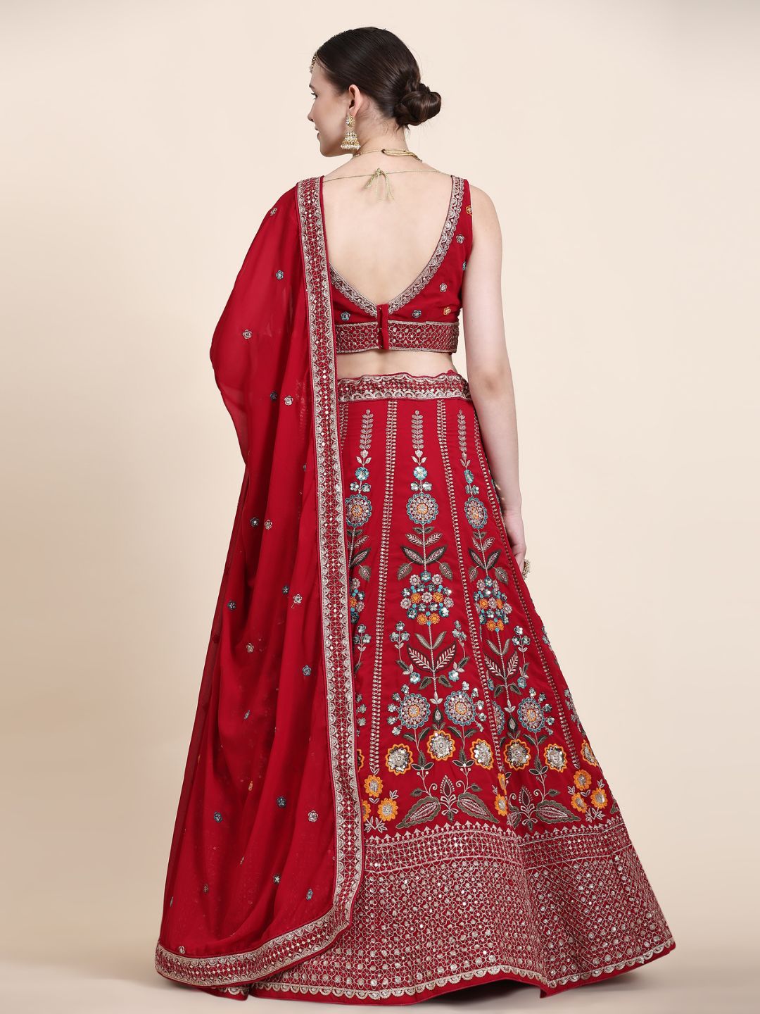 Sequance Georgette Lehenga in Red