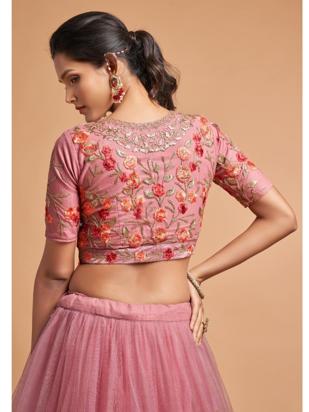 Sequence Net Fastive A Line Lehenga in Pink and Magenta