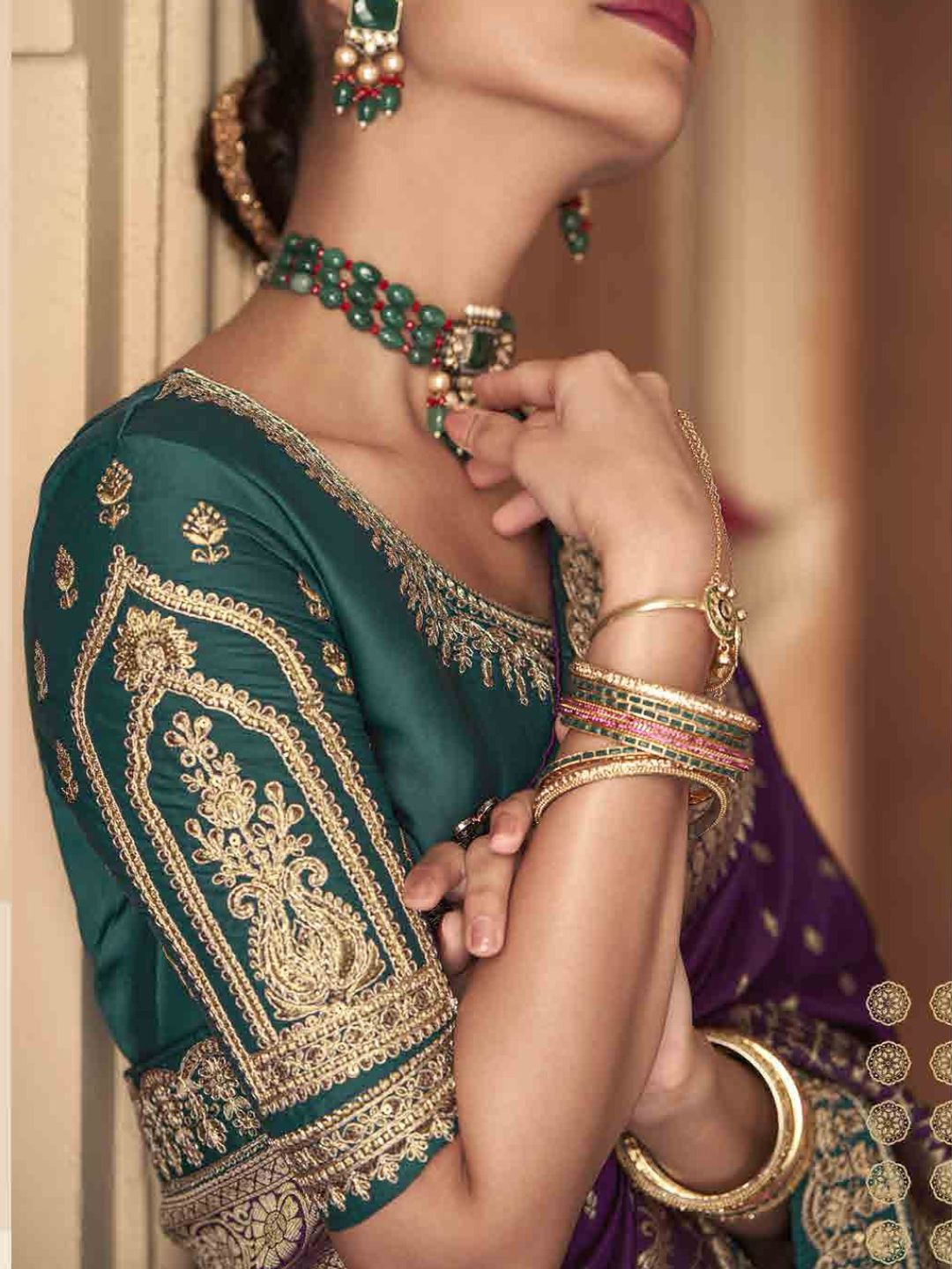 Embroidered Pure Dola Traditional Saree In Purple-80972