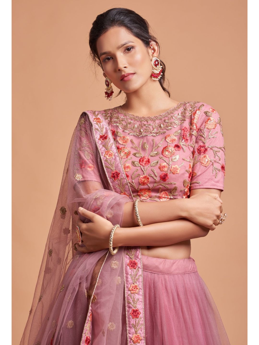 Sequence Net Fastive A Line Lehenga in Pink and Magenta