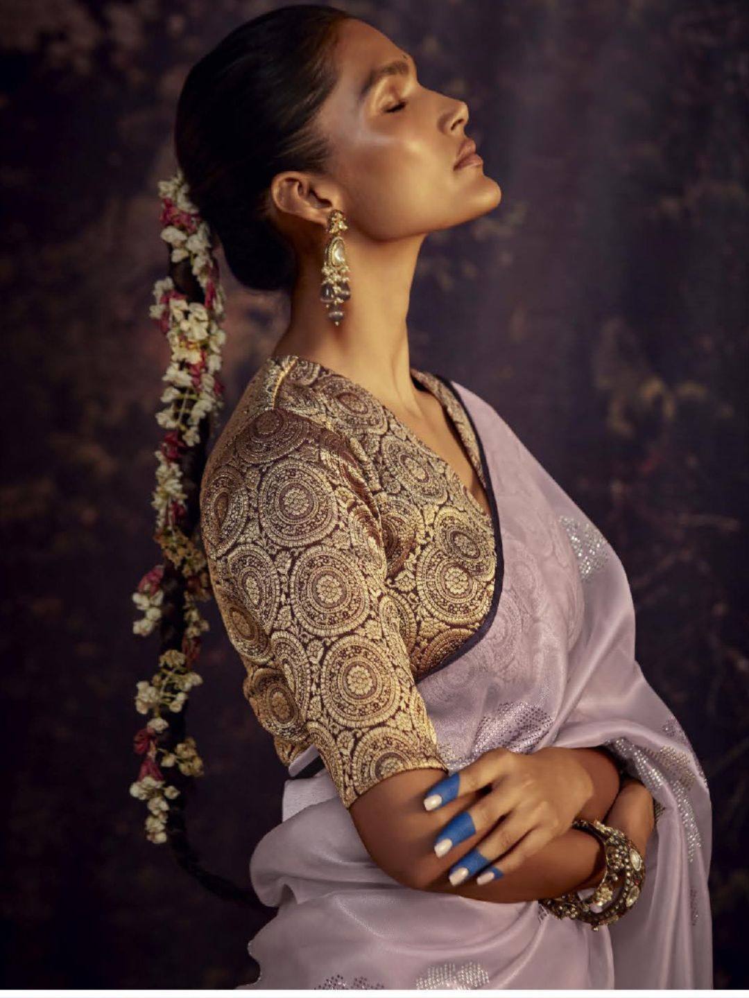 Embroidered Silk Soft Traditional Saree In Light Purple