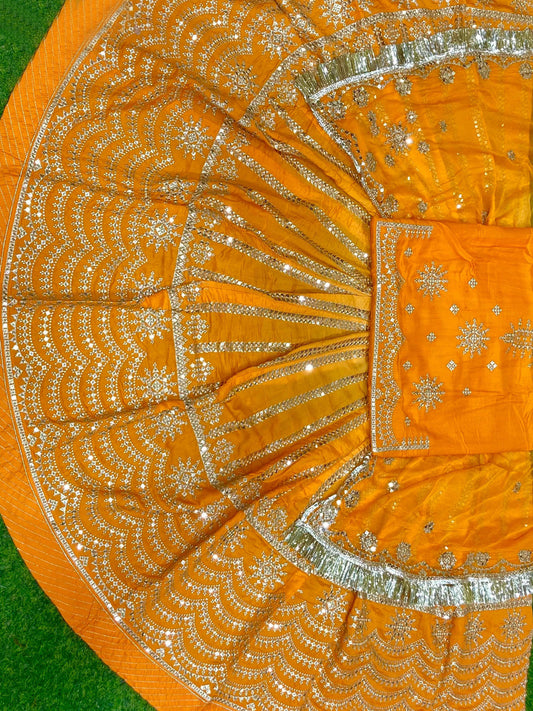 24 Kali Full Ghe Designer Upada Silk Wedding Sangeet Barik Zari Work Rajputi Poshak- 91110