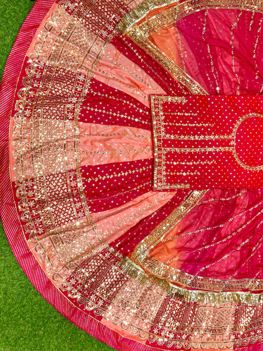 Banarasi 32 Kali Brighter Double color Premium quality Rajputi Poshak-91199