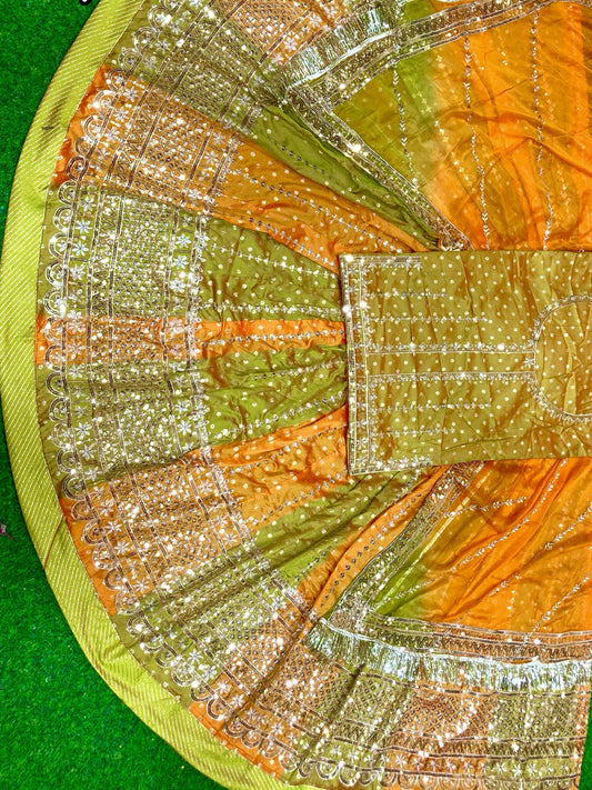 Banarasi 32 Kali Brighter Double color Premium quality Rajputi Poshak-91200