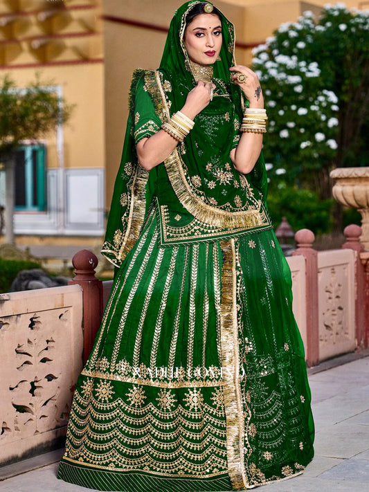 24 Kali Full Ghe Designer Upada Silk Wedding Sangeet Barik Zari Work Rajputi Poshak- 91110