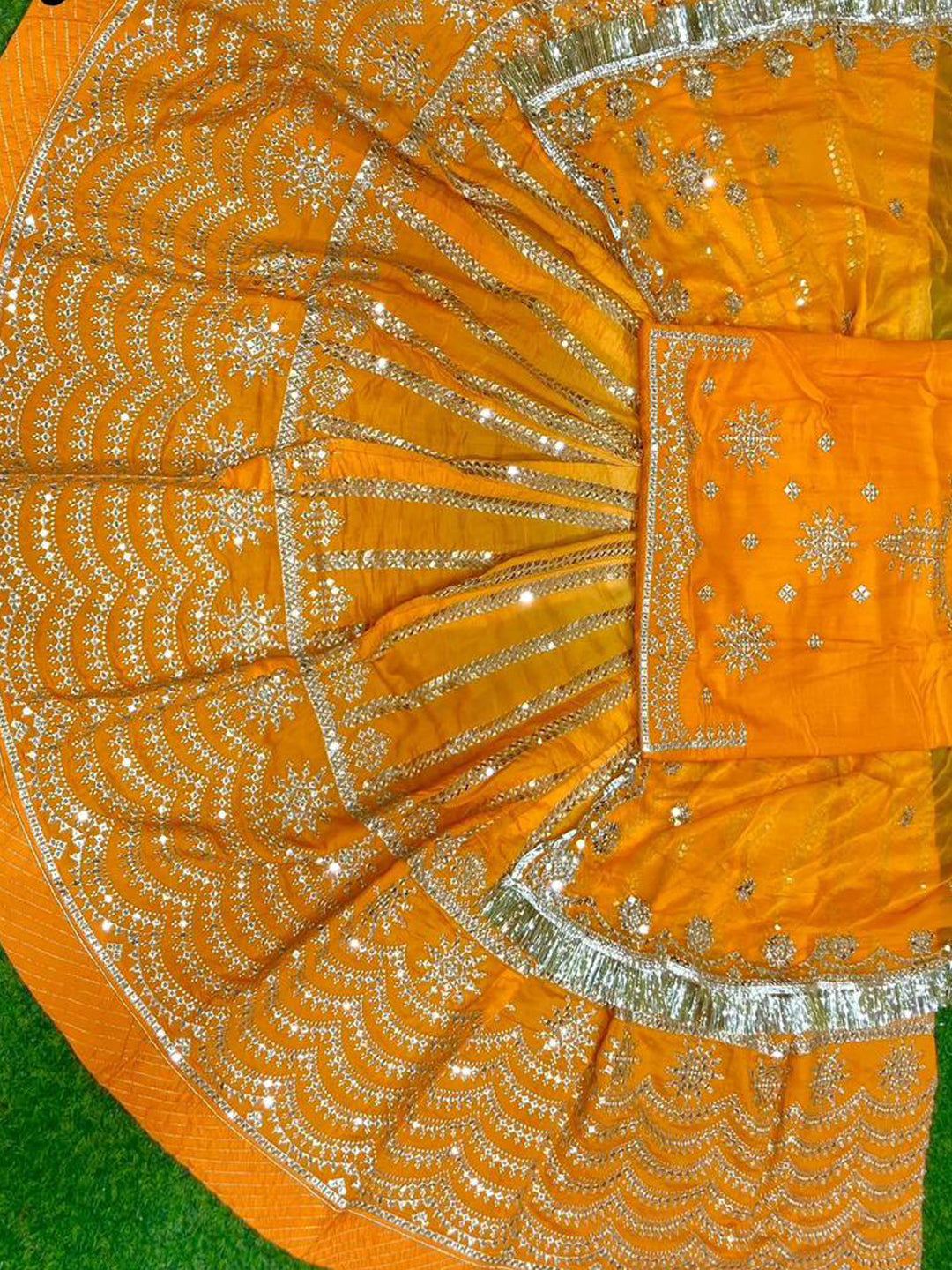 24 Kali Full Ghe Designer Upada Silk Wedding Sangeet Barik Zari Work Rajputi Poshak- 91110