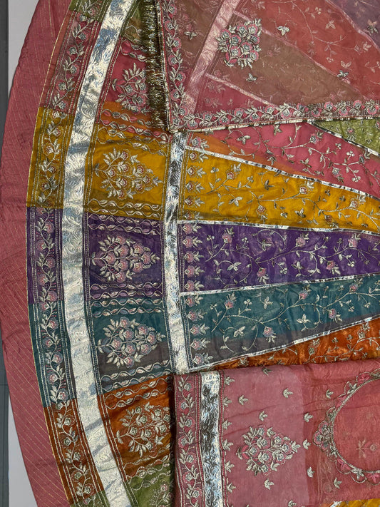 5 Miter full Gher Gold Crush Multicolour Premium quality Rajputi Poshak-91566