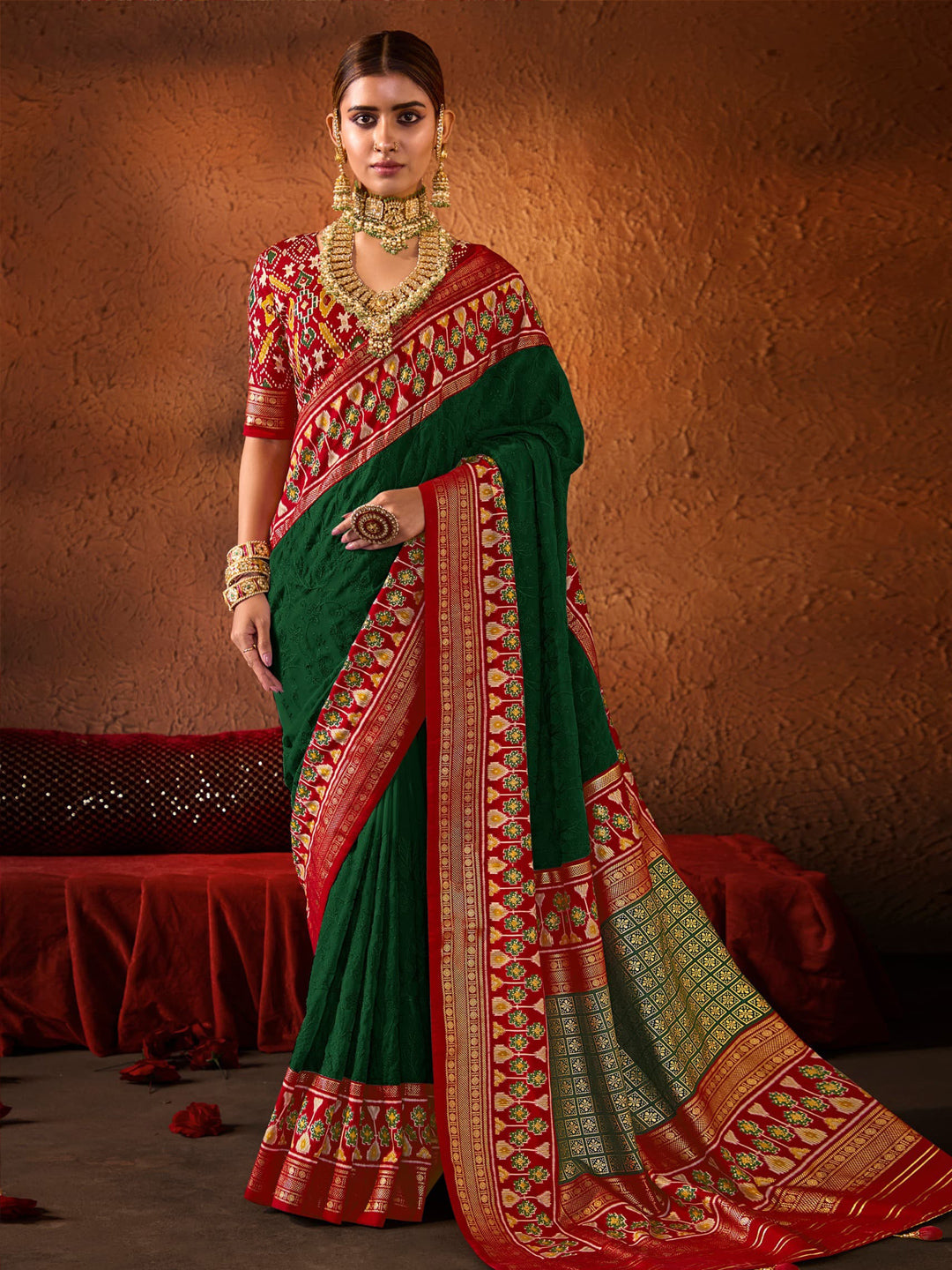 Georgette Silk With Chickankari Embroidery Border Saree-41067