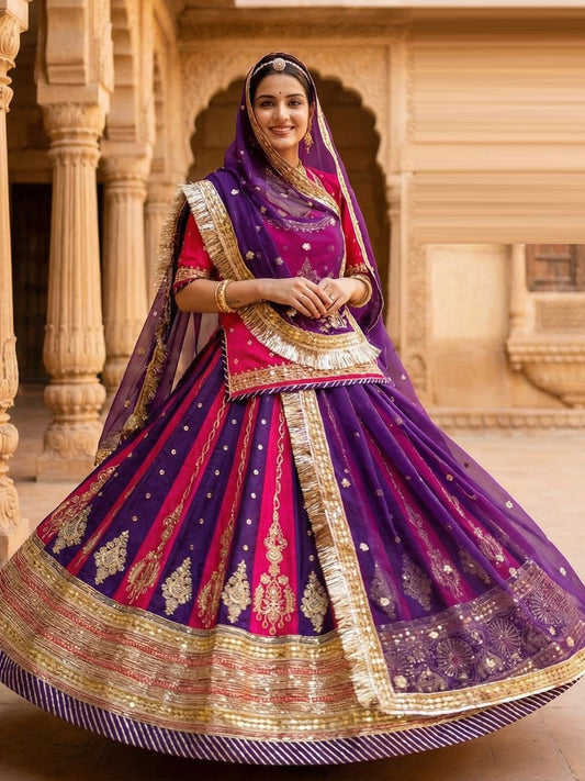 7 Meter flair Silk Premium quality Vintage Rajputi Poshak-91710