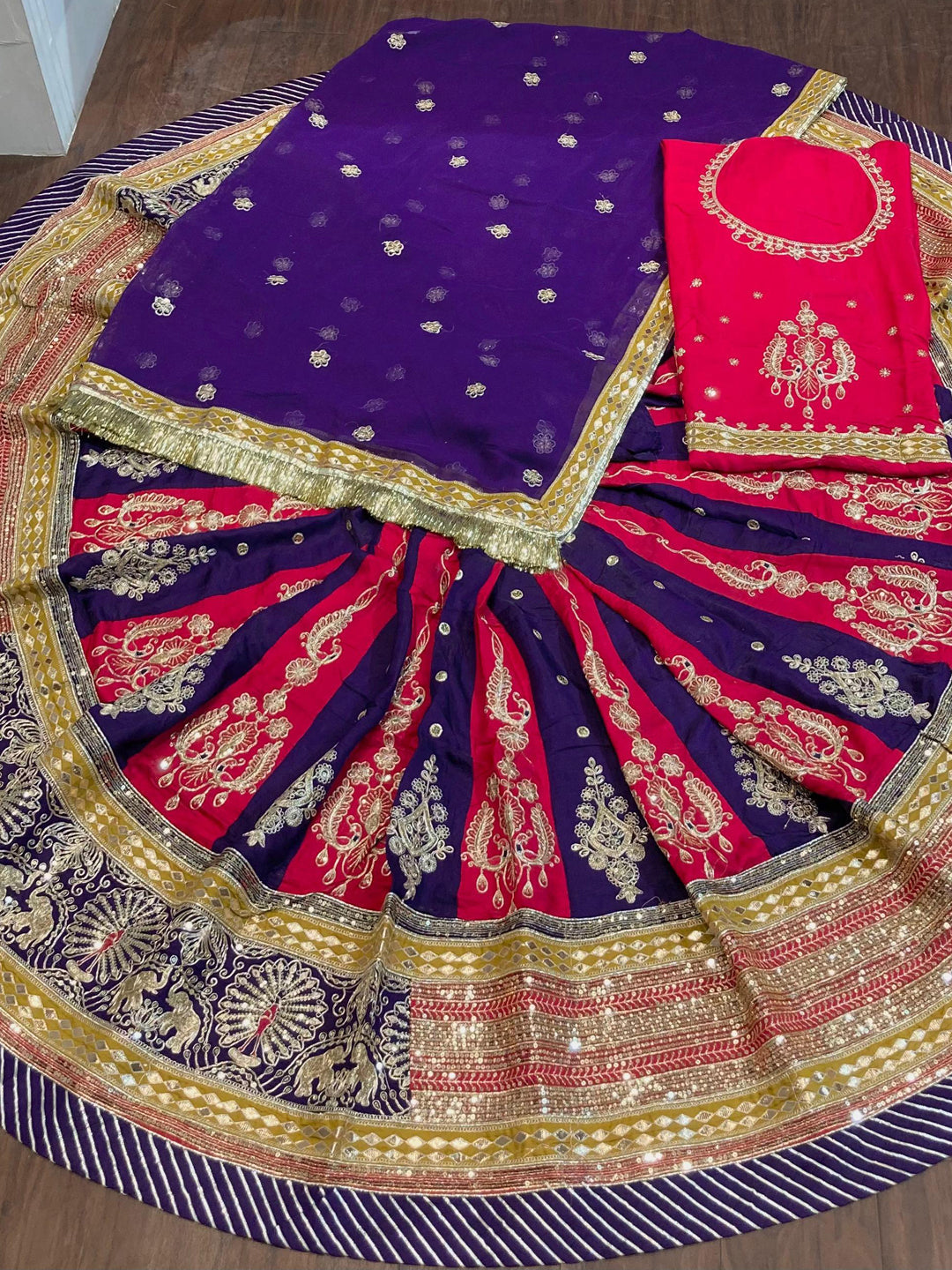 7 Meter flair Silk Premium quality Vintage Rajputi Poshak-91710