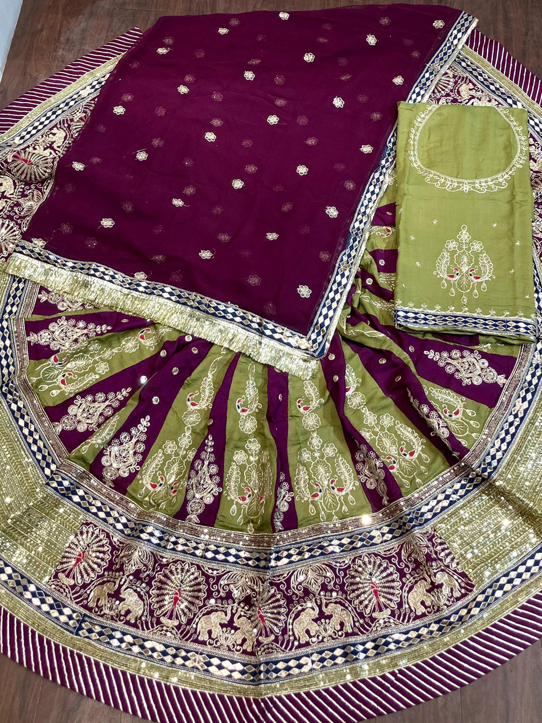 7 Meter flair Silk Premium quality Vintage Rajputi Poshak-91709