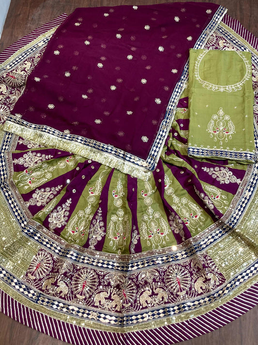 7 Meter flair Silk Premium quality Vintage Rajputi Poshak-91709