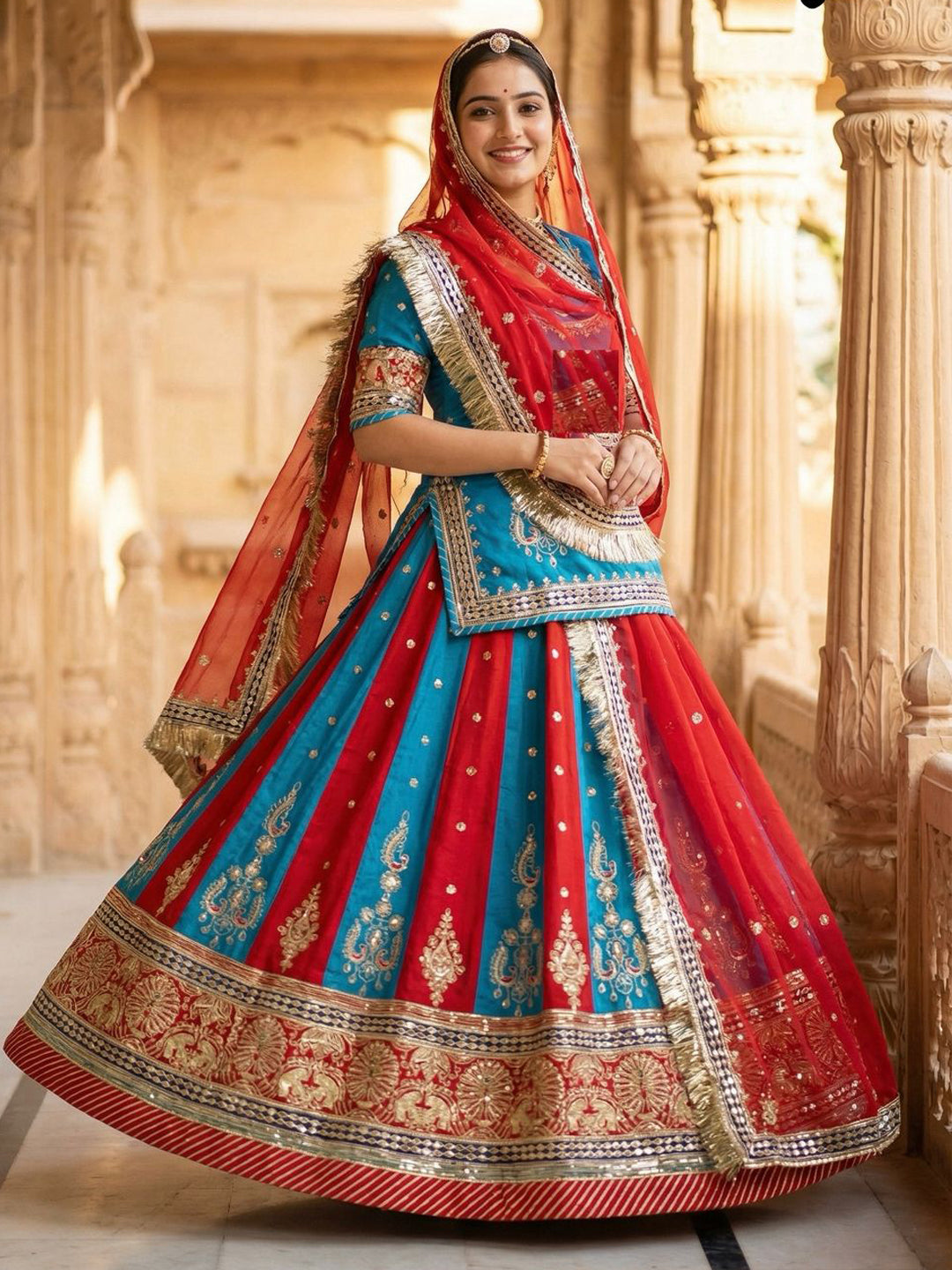 7 Meter flair Silk Premium quality Vintage Rajputi Poshak-91707