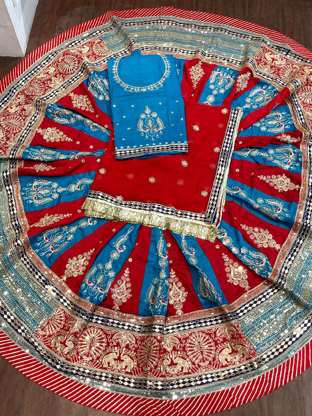 7 Meter flair Silk Premium quality Vintage Rajputi Poshak-91707