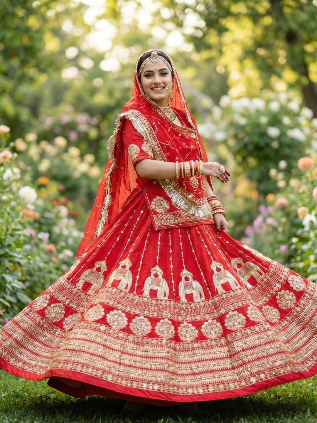 7 Meter flair Fusing Creap Silk Festival Vintage Rajputi Poshak-91713