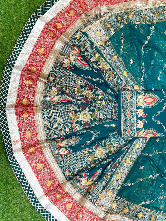 4 Meter flair Crep Silk Premium quality Vintage Rajputi Poshak-91727