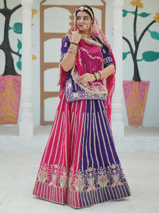 Viscose 5 Meter Flare Gher Jari Sequence Work premium rajputi poshak-91662