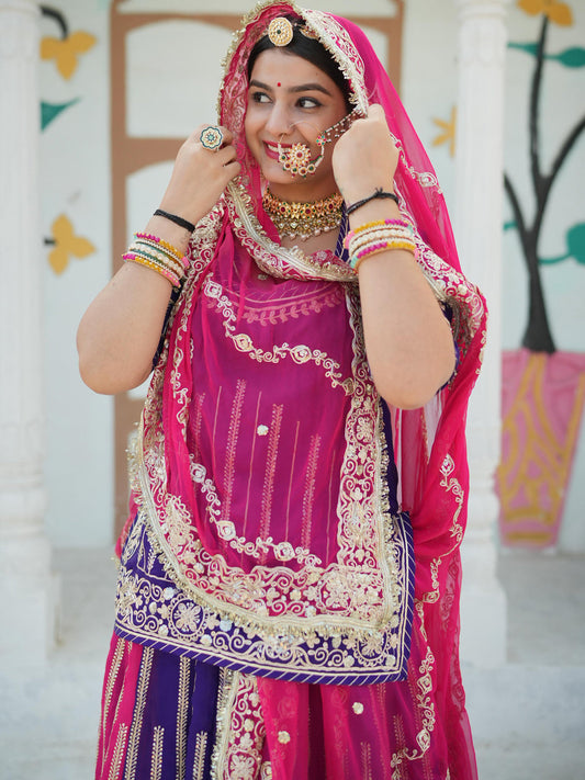 Viscose 5 Meter Flare Gher Jari Sequence Work premium rajputi poshak-91662