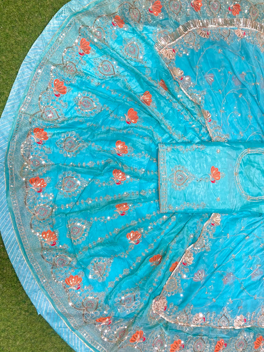 4 Meter flare Gold Crush Festival wedding Rajputi Poshak-91748