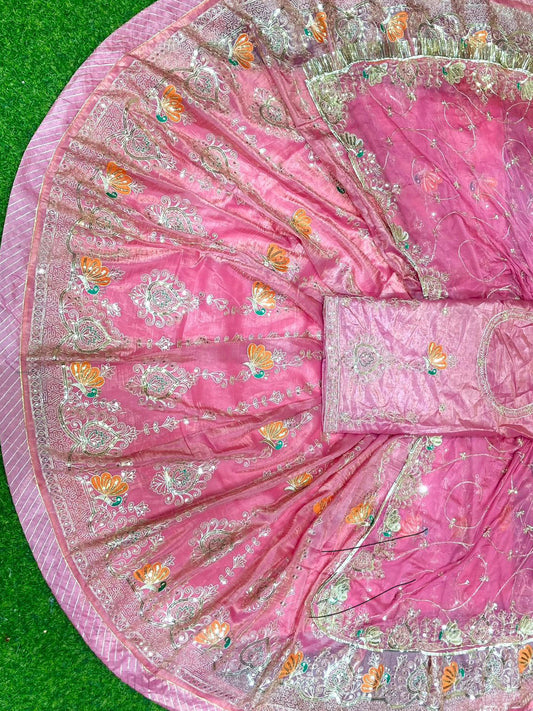 4 Meter flare Gold Crush Festival wedding Rajputi Poshak-91746