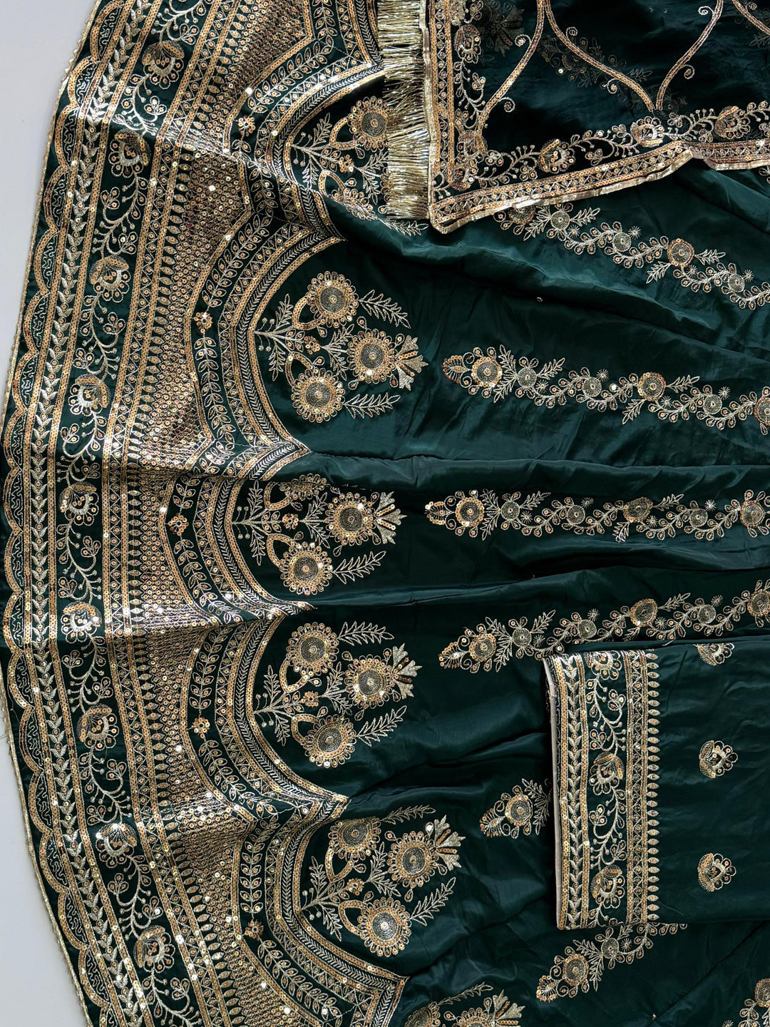 4 Meter flare Heavy Silk Crepe wedding Rajputi Poshak In Blue color -91777