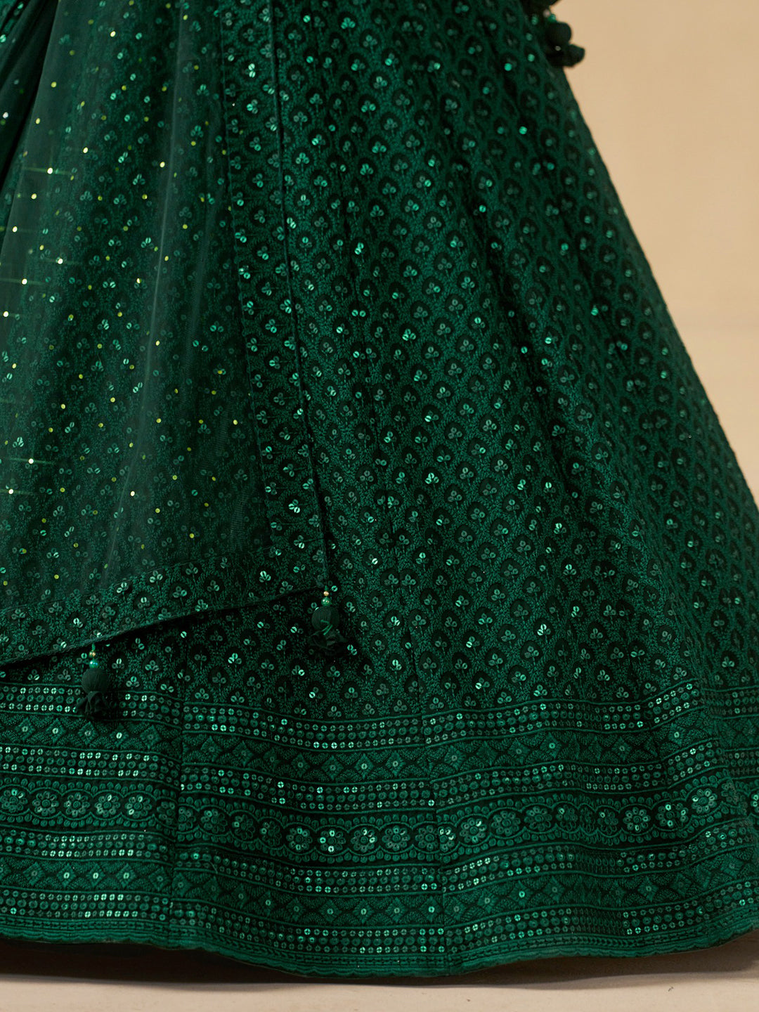 Georgette Traditional Reception Semi-Stitched Lehenga Choli In Green color-41007