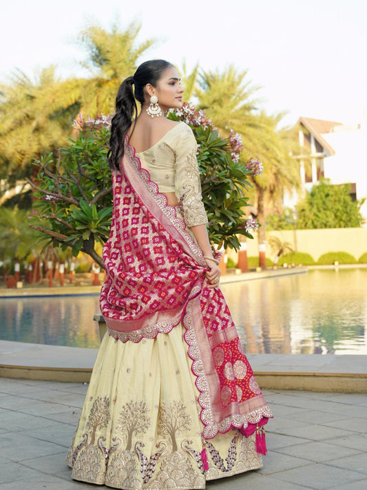 Bandhani Viscose Reception Sangeet Semi-Stitched Lehenga Choli -40995
