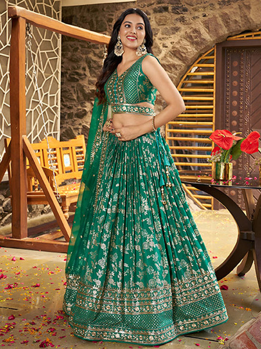 Dola Silk jacquard Traditional Reception Semi-Stitched Lehenga Choli In Blue color-81152