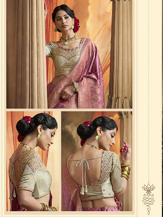 Lace Border Contrast Designer Pure Satin Traditional Saree-91269